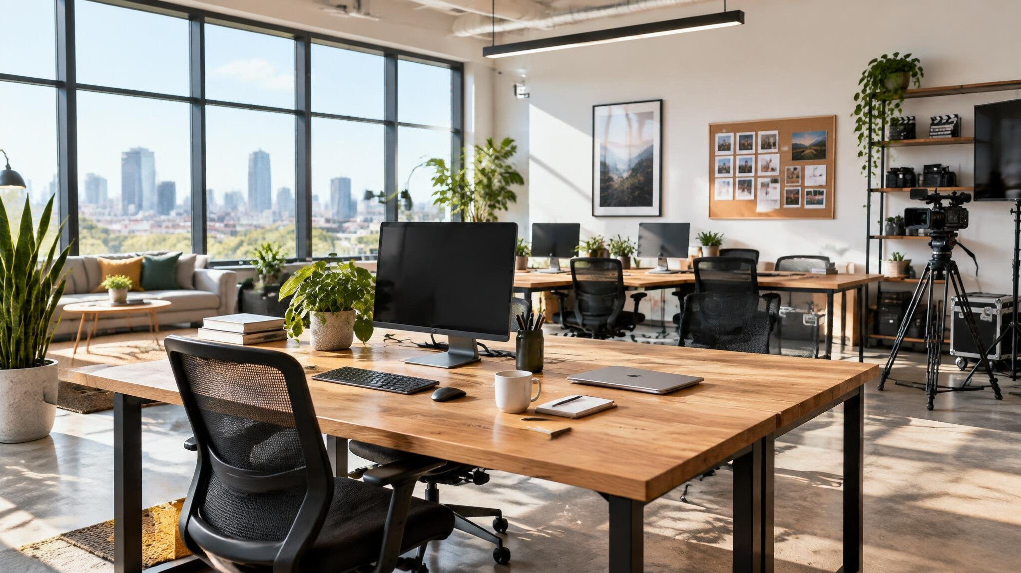 Bright modern office with large windows
